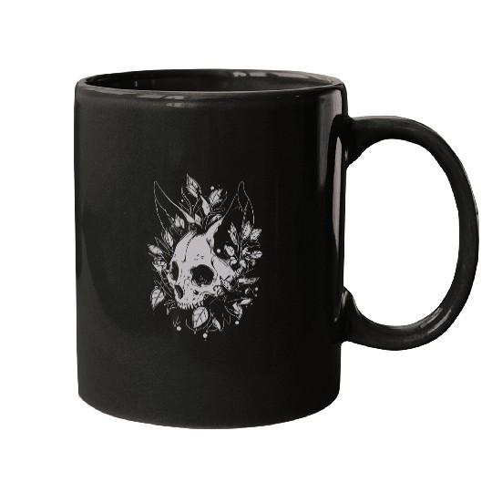 Cat Skull Gothic Witchcore Aesthetic Goblincore Mall Goth Mugs