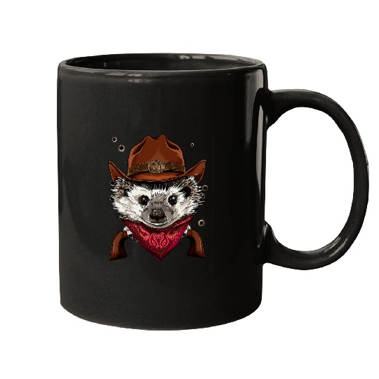 Hedgehog Pet Western Cowboy Hedgehog Country Music Rodeo Howdy Animal Mugs