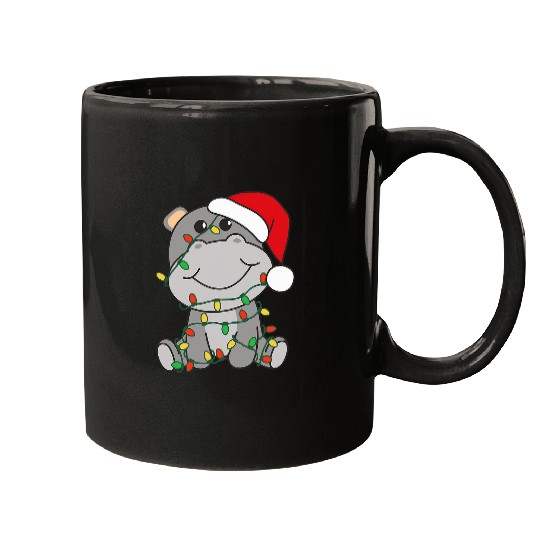 Hippo Pet Merry Christmas Winter Hippos Christmas 4 Mugs