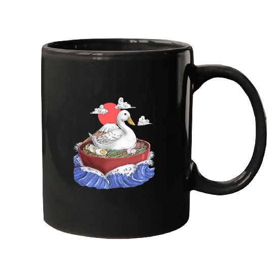 Duck Pet White Duck Japanese Art Harajuku Retro Aesthetic Cute Bird Mugs