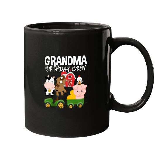 Grandma Birthday Crew Farm Animals Barnyard Tractor Party Mugs