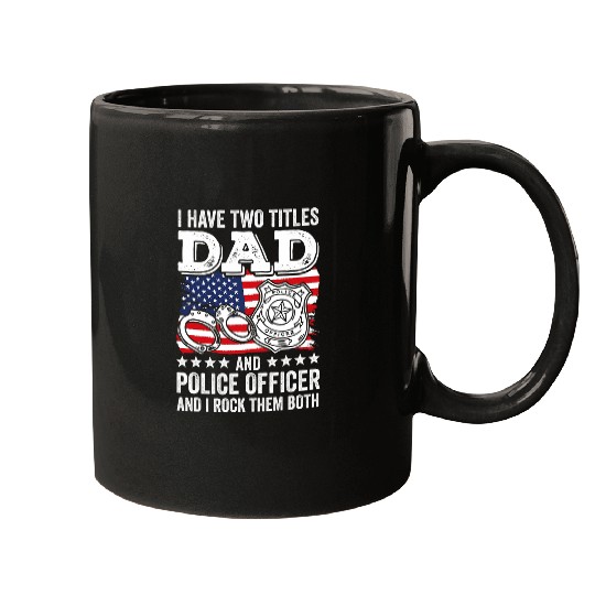 Dad And Police Officer Law Enforcement USA Flag Fathers Day 5 Mugs