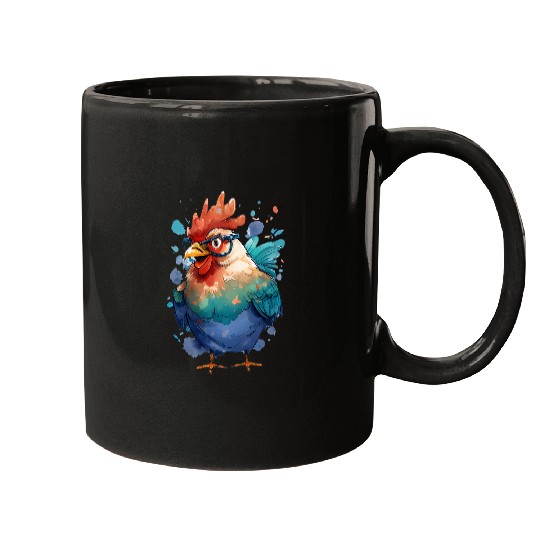 Chicken Watercolor Art Funny Chicken Lovers Mugs