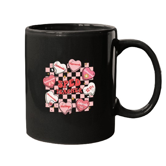 Retro Funny Special Education Teacher Valentines Day SPED Mugs