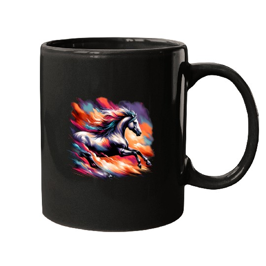 Graffiti Horse Colorful Horse in the Evening Ride Mugs