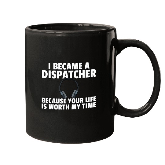 Police Job 911 Dispatcher Police Yellow Line 5 Mugs