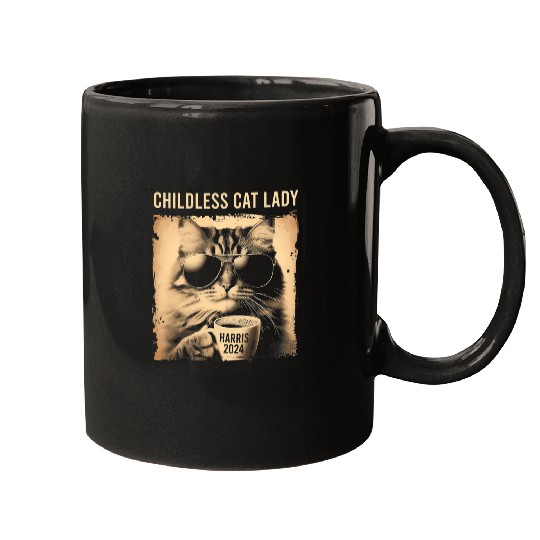 Coffee Fun Childless Cat Lady vintages Coffee Cat Kamala Harris 0037 Mugs