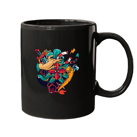 Colorful Hip Art Tattoo Mugs