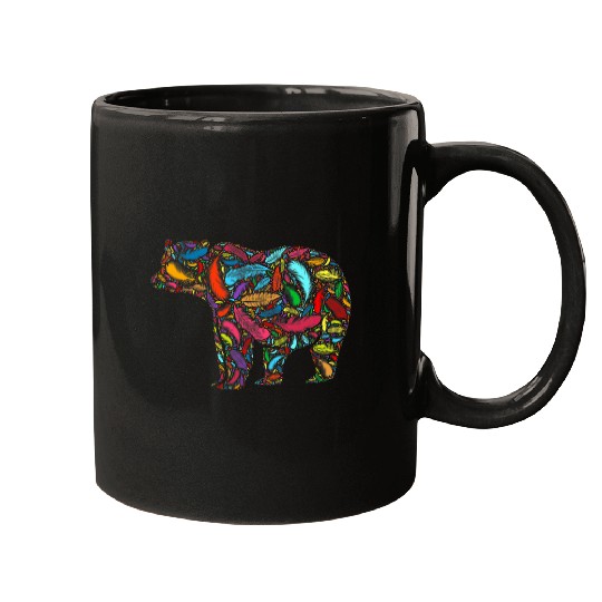 Bear Pet Colorful Red Green Blue Yellow Purple Bird Feather Bear Mugs