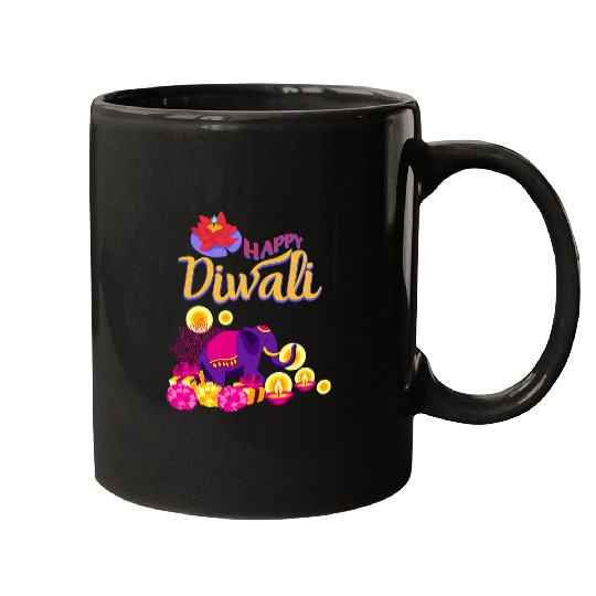 Elephant Pet Happy Diwali Festival Of Lights Hindu Durga Puja Elephant Mugs
