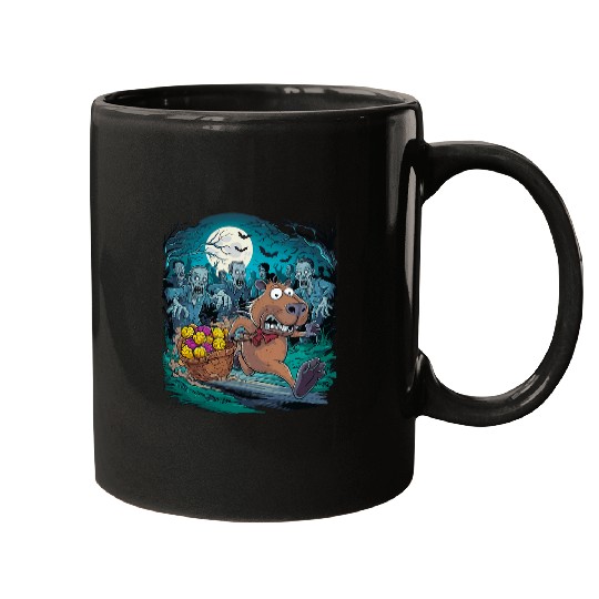 capybaras Pet Scared capybaras Fleeing Zombies Halloween Mugs