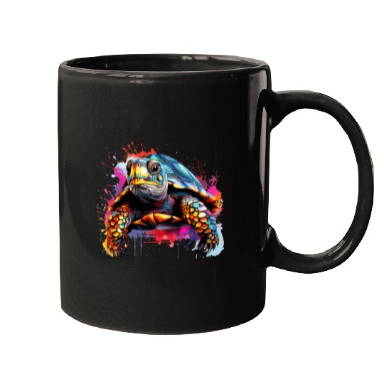 Box Turtle Lover Colorful Splash Art Mugs