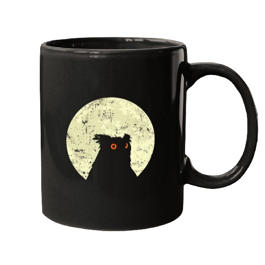 Owl Pet in front of Moon with sharp Eyes Mugs