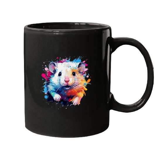 Hamster Pet Colorful Splash Art Winter White Hamster Lover Mugs