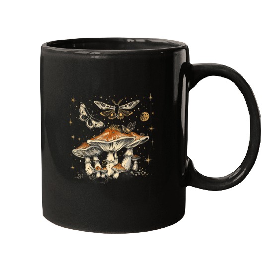 Cute Fairycore Floral Moth Aesthetic Mushroom Mugs