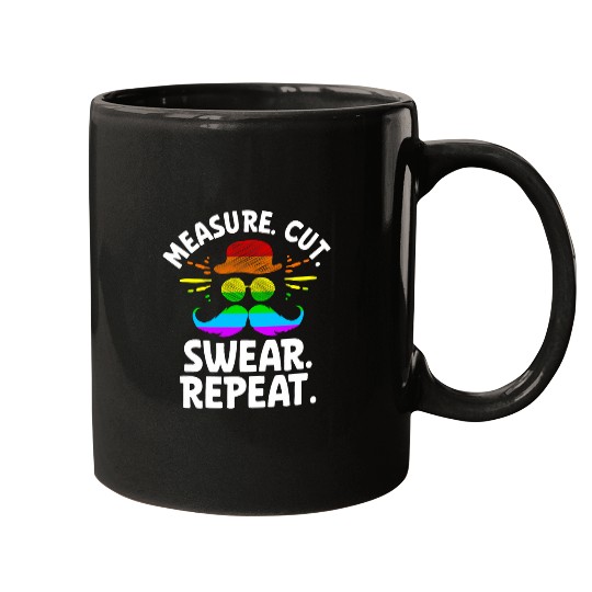 Measure Cut Swear Repeat Fathers Day Woodworking Parents 9 Mugs