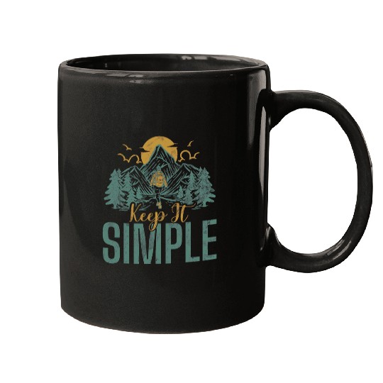 Camping Keep It Simple Sunset Forest Woods Mountain Campers Mugs