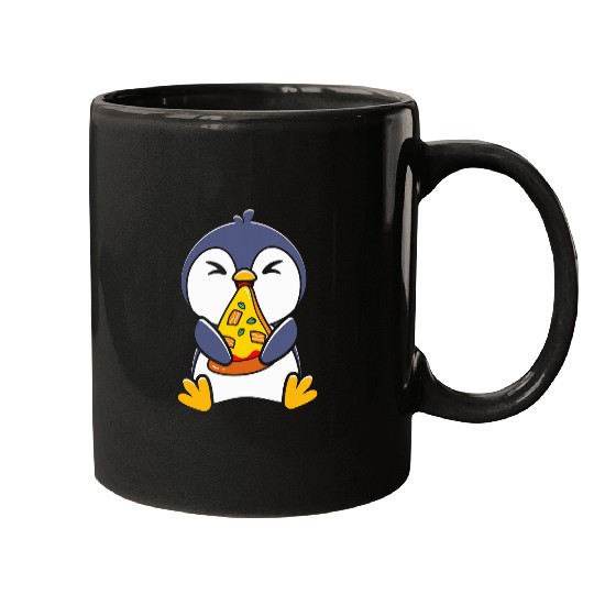 Penguin Pet Eating Pizza Slice Funny For Girls and Teens Mugs