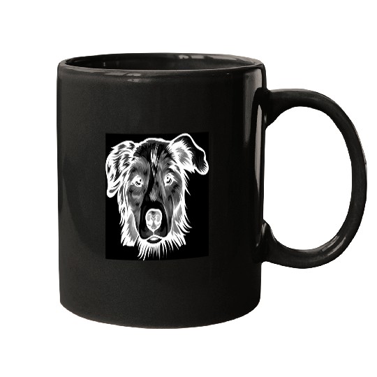 Cool Negative Photo Tee Style Image of Australian Shepherd D Mugs