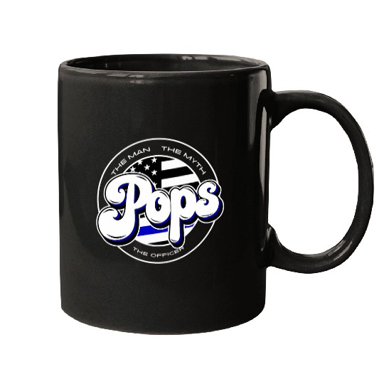 Mens Fathers Day Police Officer Dad for Grandpa Called Pops Mugs