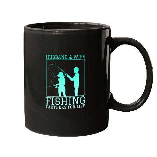 Funny Fishings Husband Wife Fishing Partners For Life 9 Mugs