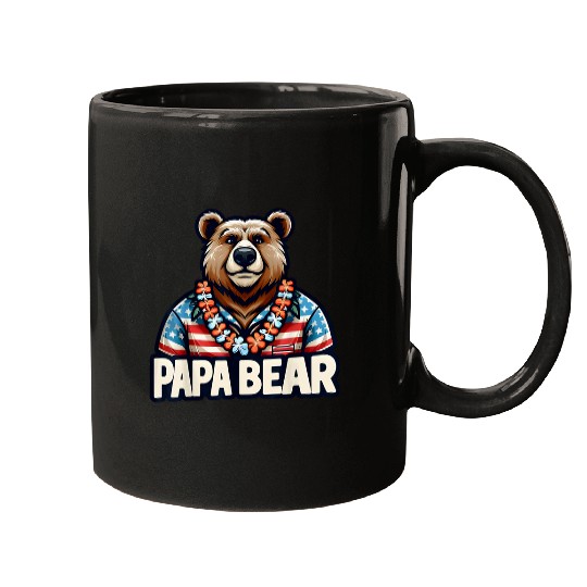 Bear Pet Papa Bear Fathers Day Gift Patriotic Proud bests Dad 1 Mugs