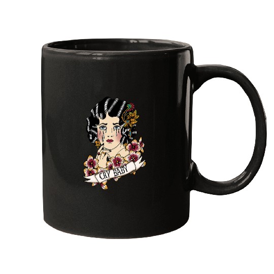 Cry Baby American Traditional Old School Lady Tattoo Mugs