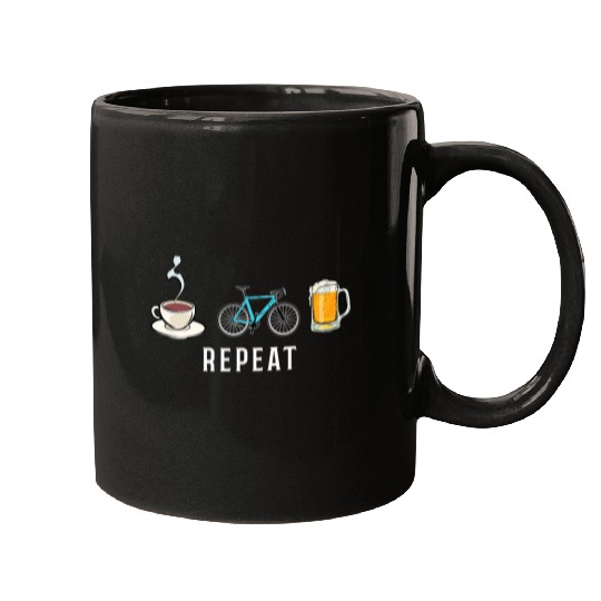 Beer Fun Biking Coffee Go Cycling Beer Repeat Funny Biker Cyclists Mugs