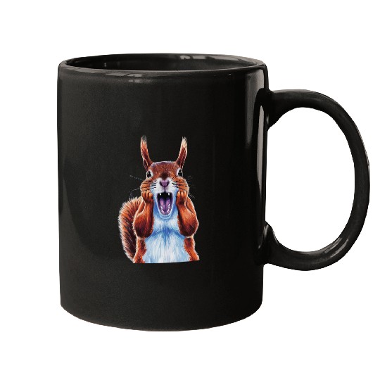 Squirrel Pet Expressionist Scream Squirrel Lovers Artistic 3 Mugs