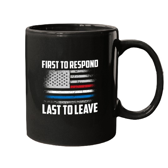 Emergency Us Flag Thin Yellow Line Gold Police Dispatcher Mugs