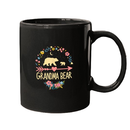 Bear Pet Grandma Bear xmass Family Christmas Pajama Flower Grandma Mugs
