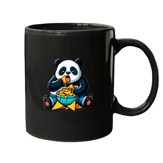 Panda Pet Chubby Panda Eating Nachos with Cheese Dip 1 8 Mugs
