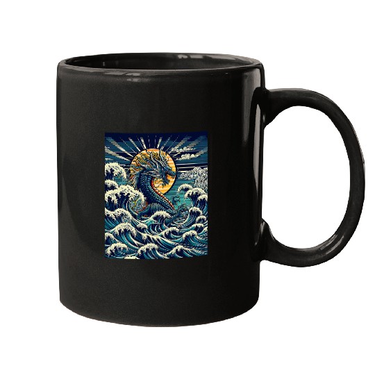 Dragon Pet Year of the Dragon with The Great Wave off Kanagawa 10 Mugs