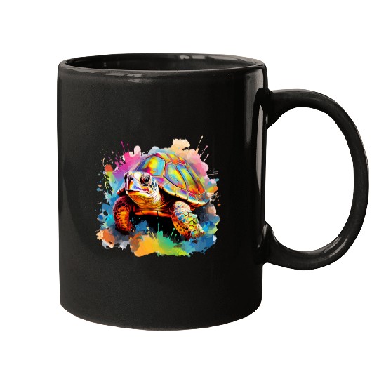 Colorful Splash Art Box Turtle Lover Mugs