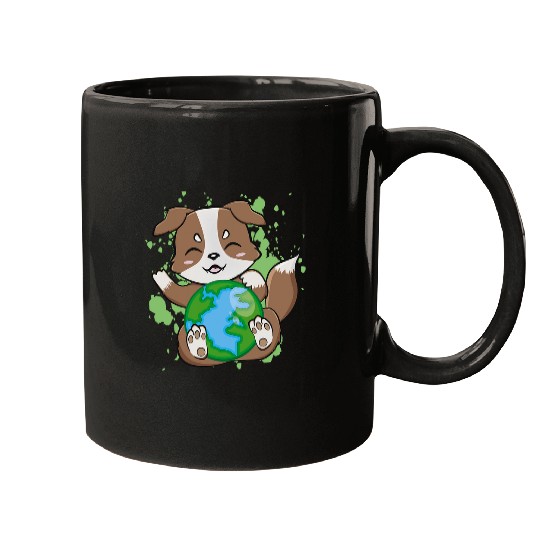 Earth Day Everyday Australian Shepherd Anime Herding Dog Mugs