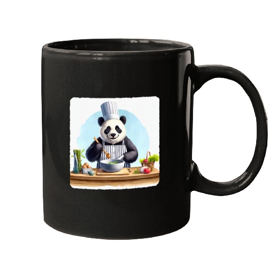 Panda Pet Cook Cooking Chef Apron Hat Gourmet Kitchen Mugs