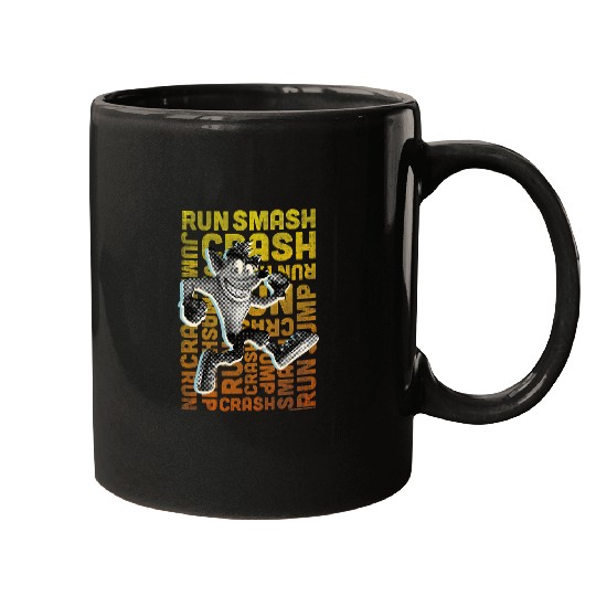 Crash Bandicoot Run Smash Crash Gradient Text Logo Jumble Mugs