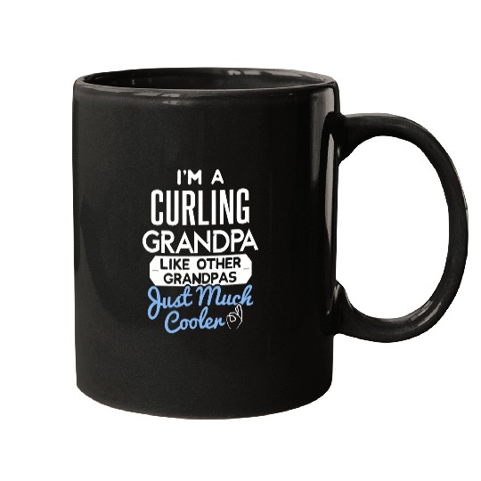Cool Fathers Day Design Curling Grandpa Mugs