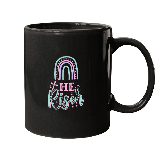 Christian Jesus Easter Day He is Risen Rainbow Mugs