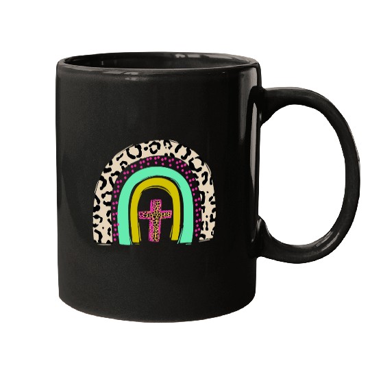 He Is Risen Leopard Rainbow Christian Jesus Easter Day Mugs