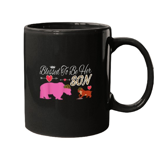 Bear Pet Blessed To Be Her Son Mothers Day Mom Bear Leopard Sunflower Mugs
