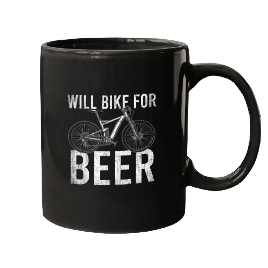 Beer Fun Will Bike For Beer Cycling Road Bike Beer Lover Mugs