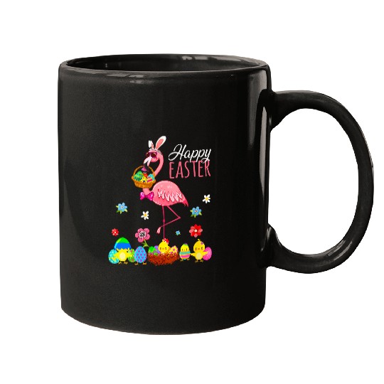 Happy Easter Flamingo With Easter Egg Basket Hunting 9 Mugs