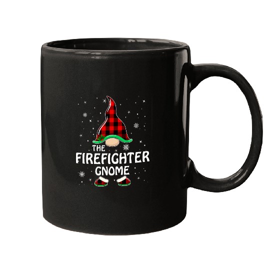 Firefighter Job Gnome buffalo plaids Matching Family Christmas Mugs