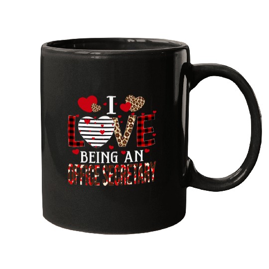 Secretary Job I Love Being An Office Secretary Red Plaid Valentines Mugs