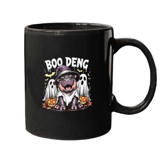 Hippo Pet Moo Deng Funny Pygmy Hippopotamus Halloween 3 Mugs