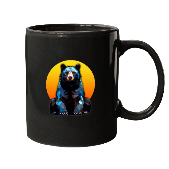 Bear Pet Black Bear Pop Art Colorful Wildlife Illustration Mugs