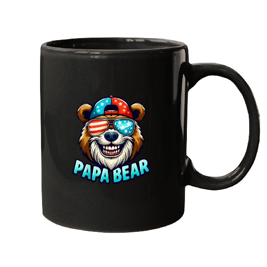 Bear Pet Papa Bear Fathers Day Gift US American Flag bests Dad 10 Mugs