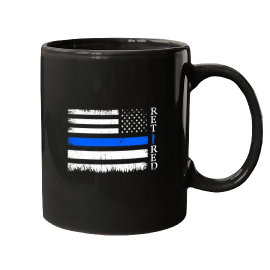 Police Job Retired Police Officer American Fourth Of July USA Flag Mugs