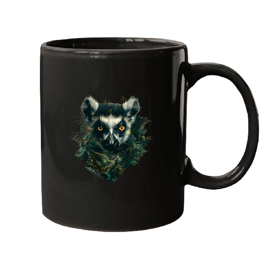 Lemur Pet Portrait Nature Jungle Animal Print Madagascar Monkey Mugs